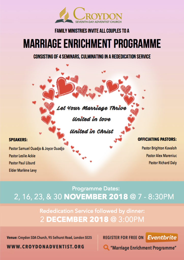 Marriage Enrichment Programme – Croydon Seventh-day Adventist Church